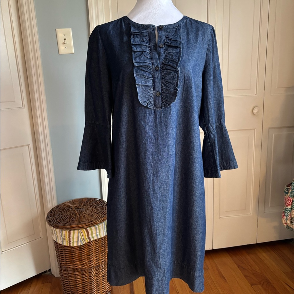 Draper James Denim Dress Ruffle Front Sz 6